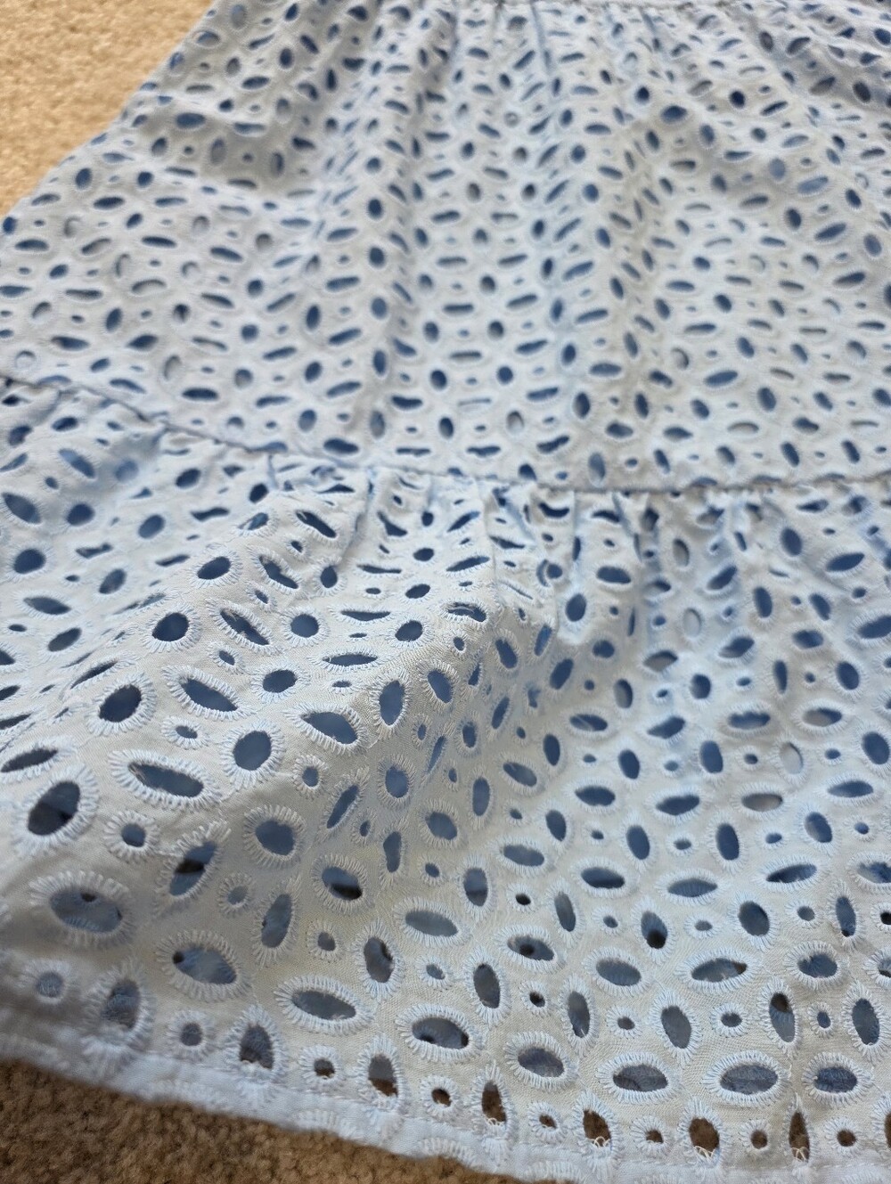 PrettyGarden Cotton Mini Light Blue Eyelet Dress Size S - Picture 6 of 10